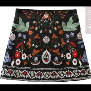 NWT Embroidered mini skirt